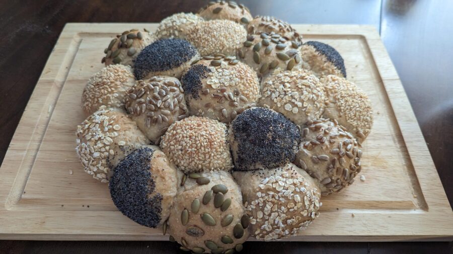this is the image of the party wheel sourdough on a cutting board