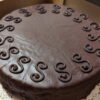 This picture shows the Austrian Sacher Torte photographed from an angle