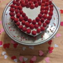 This picture shows the creamy raspberry heart cake 06 top view