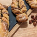 hazelnut bow close This picture shows 3x light hazelnut bow on a wooden plate zoomed in