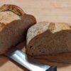 This picture shows the rustic country bread 600gr cut in half